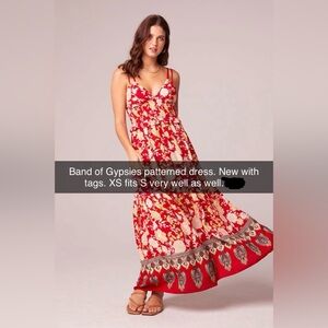 Band of Gypsies red printed maxi dress NWT XS